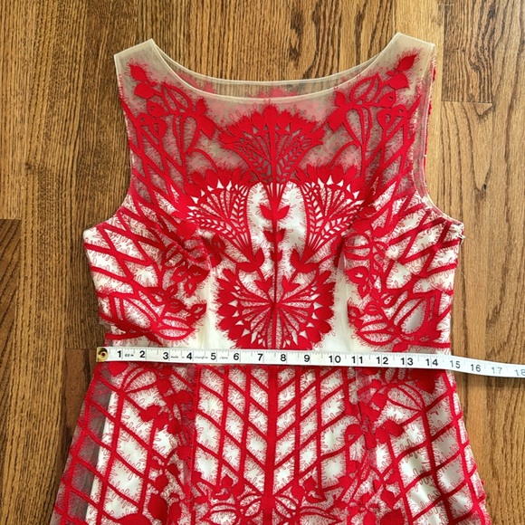 Anthropologie | Geisha Designs | Sugared Ruby Red Lace Dress | Size 6 - Picture 9 of 17